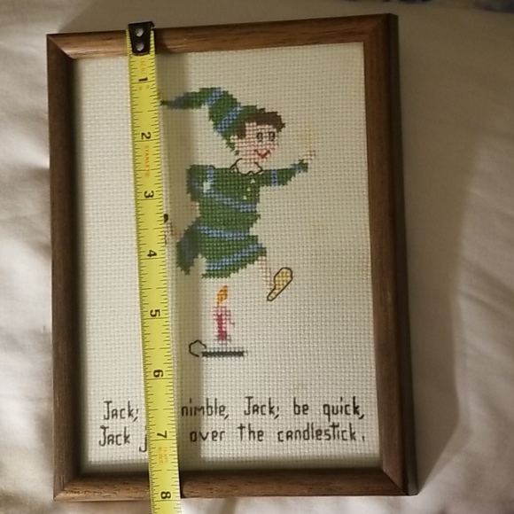 Vtg Jack nursery rhyme framed cross stitch - Picture 8 of 9